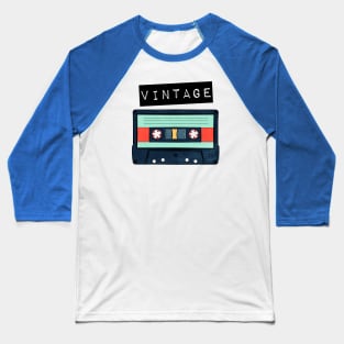 Vintage - aqua Cassette Tape Baseball T-Shirt